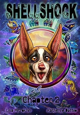 Cover of Shellshock: Chapter 2 by Lisa Mitrokhin, illustrated by Katherine Dattilo — the dog character framed in a glowing circle over a starry night sky.